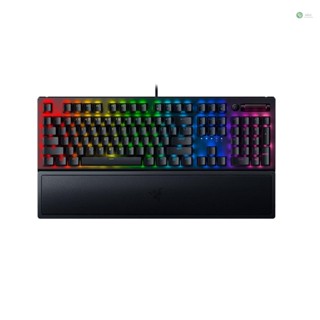 [พร้อมส่ง] Razer BlackWidow V3 คีย์บอร์ดเล่นเกม แบบใช้สาย 104 คีย์ พร้อมเอฟเฟค Razer Chroma RGB สวิตช์สีเหลือง