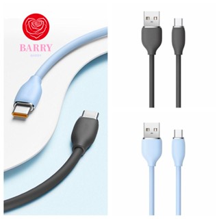 Barry สายชาร์จเร็ว ซิลิโคนเหลว USB Type C 6A สาย USBC ของเหลว ชาร์จเร็ว ถ่ายโอนข้อมูล ซิลิโคน