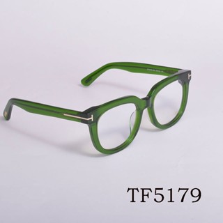 Tom FORD กรอบแว่นตา สีเขียว TF5179 กรอบแว่นขนาดใหญ่ กรอบแว่นสายตาสั้น กรอบแว่นแบน