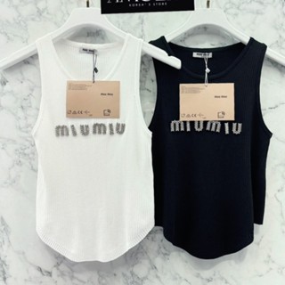 2สี ♥ เช็คสินค้าก่อนสั่ง MIU MIU KNIT เสื้อกล้าม ไหมพรม ด้านหน้าติด LOGO มิวมิว