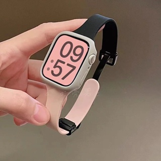 สายนาฬิกาข้อมือซิลิโคน แบบแม่เหล็ก สําหรับ Apple watch ultra band Series 8 7 6 5 4 se 3 iWatch 49 มม. 45 มม. 44 มม. 42 มม. 41 มม. 40 มม. 38 มม.