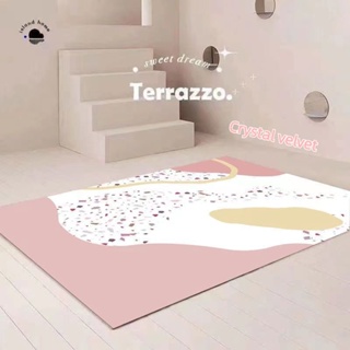 Terrazzo พรมกํามะหยี่คริสตัล นอร์ดิก Ins ห้องนั่งเล่นโซฟาโต๊ะกาแฟเสื่อห้องนอนสร้างสรรค์บ้านกันลื่นและสกปรกเท้าเสื่อ