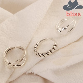 Bliss แหวนแฟชั่น ชุบเงิน รูปหัวใจ แบบเปิด แฮนด์เมด