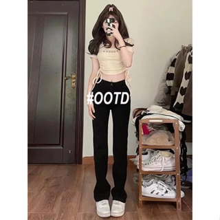 OOTD SHOP กางเกงขายาว กางเกงยีนส์ผู้หญิง ผู้หญิงแฟชั่นเกาหลี A97L0JR