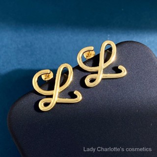 [0715]SDY New Style Earrings Design Glossy L Letter Gold Stud Earrings Fashion Simple Commute Style Luo Yi Home Earrings Sweet Cool Style Y2K