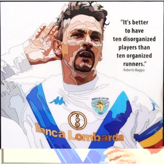 Roberto Baggio โปสเตอร์ผ้าใบ ลายฟุตบอล POP ART สําหรับติดตกแต่งผนังบ้าน