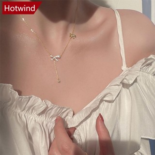 Hotwind สร้อยคอโซ่ โลหะผสม ประดับโบว์ แต่งพู่ เครื่องประดับ สําหรับผู้หญิง A2H8