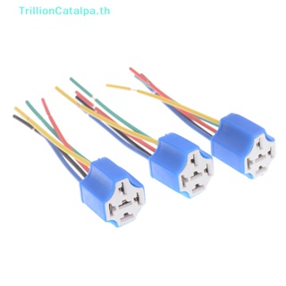 Trillioncatalpa ซ็อกเก็ตรีเลย์แตรเซรามิค 5 Pin DC 12V พร้อมสายเคเบิล สําหรับรถยนต์ รถจักรยานยนต์