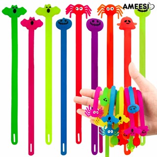 Ameesi ของเล่นบีบสปาเก็ตตี้ รูปค้างคาว ฟักทอง แมงมุม แบบนิ่ม คลายเครียด เหมาะกับปาร์ตี้ฮาโลวีน สําหรับเด็ก และผู้ใหญ่ 2 ชิ้น