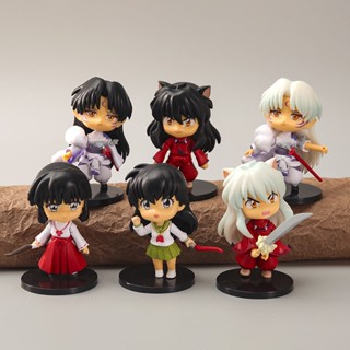 โมเดลฟิกเกอร์ PVC รูปการ์ตูนอนิเมะ Inuyasha Kikyō Higurashi Kagome Sesshoumaru ขนาด 9 ซม. 6 ชิ้น ต่อชุด