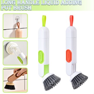 Kitchen Dishwashing Pot Cleaning Brush Long Handle Liquid-filled Cleaning Brush