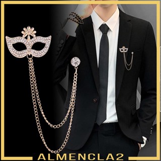 [Almencla2] เข็มกลัดโซ่ พลอยเทียม ลายดอกไม้ แวววาว สไตล์เรโทร เครื่องประดับ สําหรับเจ้าบ่าว งานแต่งงาน