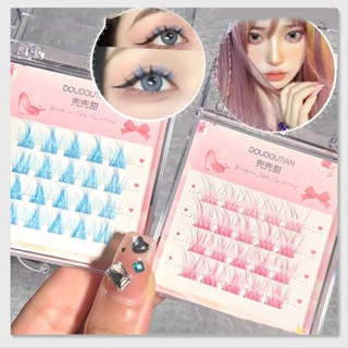ขนตาปลอม สีชมพู สีฟ้า 1 กล่อง
