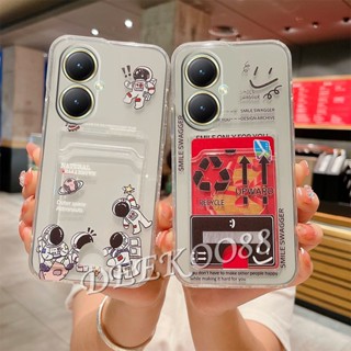 เคสโทรศัพท์มือถือ TPU แบบนิ่ม ลายนักบินอวกาศ มีช่องใส่บัตร สําหรับ VIVO Y27 Y36 Y02 Y02T Y02A Y16 Y22 Y22S Y35 Y77 V27 V27e V25 Pro V25e 5G 4G 2023