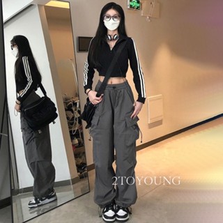 2TOYOUNG Moon กางเกงขายาว คาร์โก้ กางเกง เชือกอเมริกันคลาสิค Cargo pants 2023 NEW 080709 Comfortable ทันสมัย สวยงาม รุ่นใหม่ A20M017 36Z230909