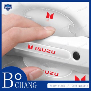 Bochang สติกเกอร์ติดมือจับประตูรถยนต์ ป้องกันรอยขีดข่วน สําหรับ Isuzu 4 ชิ้น ต่อชุด