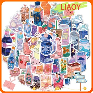 Liaoy สติกเกอร์ ลายเครื่องดื่มน่ารัก กันน้ํา 50 แบบ สําหรับติดตกแต่ง 50 ชิ้น