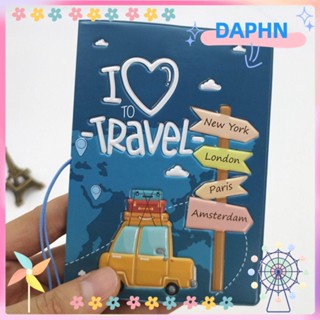 DAPHS ปกหนังสือเดินทาง คลิปหนังสือเดินทาง แบบหนา แบบพกพา ทัวร์ไปทั่วโลก แผนที่โลก หนัง PU กระเป๋าหนังสือเดินทาง สําหรับผู้ชาย