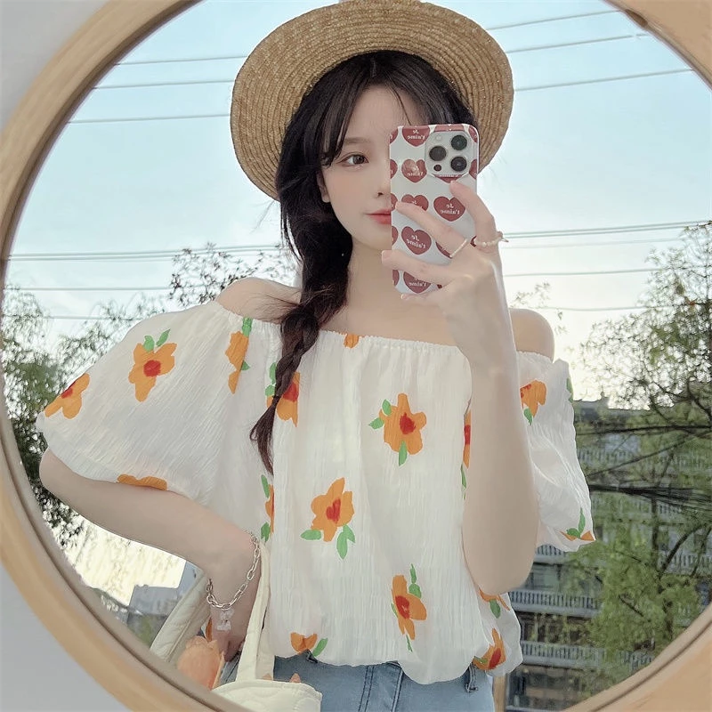 Bee เสื้อลายดอกแขนฟองแขนสั้นแฟชั่นผู้หญิง thumbnail 5