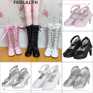 Fkilla รองเท้าบูท หนัง PU 60 ซม. 11 แบบ 7.8 ซม. หลายสี อุปกรณ์เสริม สําหรับบ้านตุ๊กตา 1/3