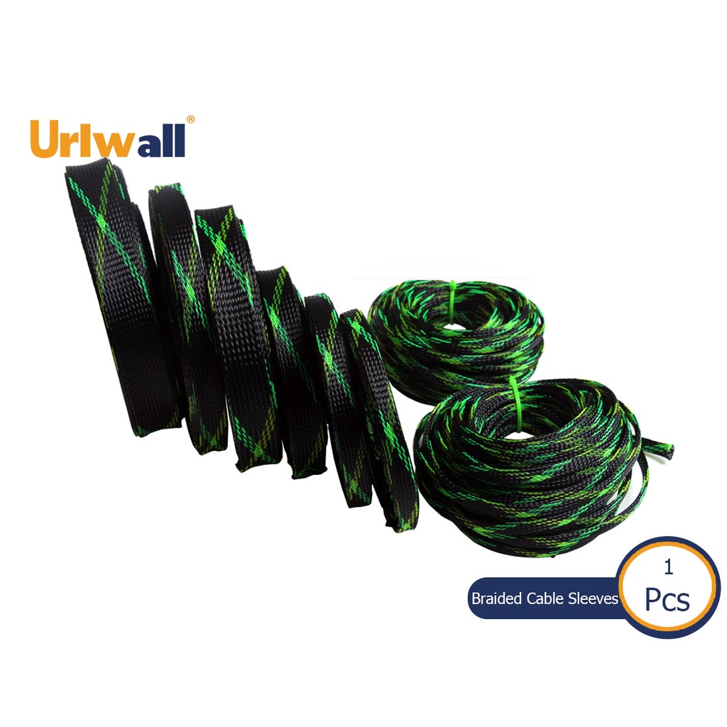 Urlwall Dropship 5M สายเคเบิลป้องกัน 2/4/6/8/10/12/15/20/25 มม.อุปกรณ์เสริมรถจักรยานยนต์ฉนวนกันความร้อนถัก Sleeving แน่นสาย PET Gland ขยายแขน
