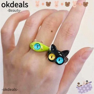 OKDEALS แหวนนิ้วมือ ลายแมวดํา เครื่องประดับ ของขวัญ สําหรับปาร์ตี้