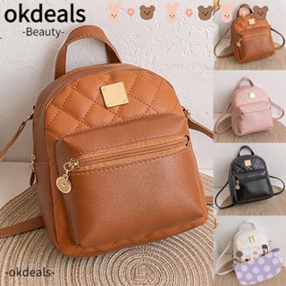 OKDEALS กระเป๋าเป้สะพายหลัง กระเป๋านักเรียน หนัง PU สําหรับผู้หญิง