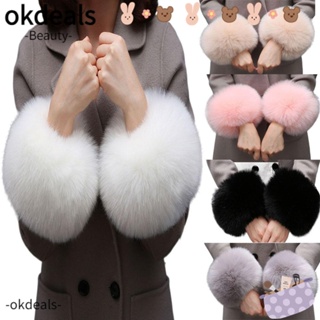 OKDEALS ปลอกแขน หุ้มข้อมือ ผ้ากํามะหยี่ขนนิ่ม ให้ความอบอุ่น สําหรับผู้หญิง