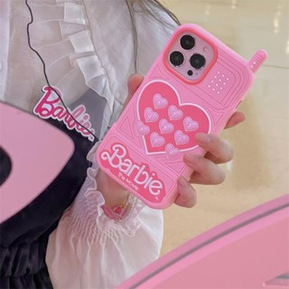 เคสโทรศัพท์มือถือ ซิลิโคนนิ่ม ลายบาร์บี้ สีชมพู สําหรับ iPhone 14 13 12 11 Pro Max