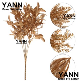 Yann1 พวงหรีดใบไม้ประดิษฐ์ สีทอง สีเงิน DIY สําหรับตกแต่งบ้าน 1 ชิ้น