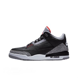 รองเท้าผ้าใบ รองเท้าบาสเก็ตบอล รุ่น AJ3 Black Cement 36 k สีไวน์แดง