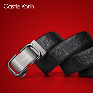 Castle Korin เข็มขัดหนังวัวแท้ พร้อมหัวเข็มขัดอัตโนมัติ สีดํา สําหรับผู้ชาย ck01002-TCLZWZD