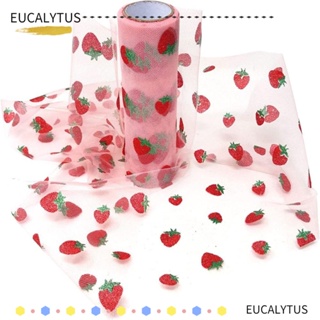 Eutus ม้วนสตรอเบอร์รี่ 6 นิ้ว x 10 หลา สีชมพู สําหรับตกแต่งงานปาร์ตี้วันเกิด