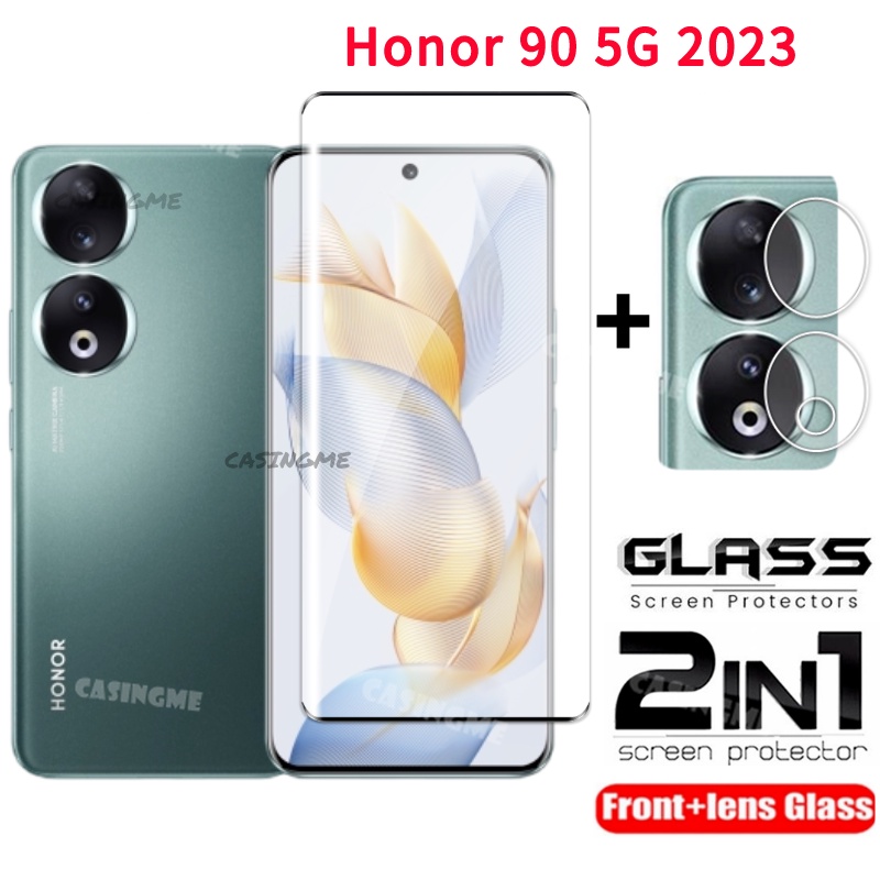 Honor 600 5G 2024 ฟิล์ม 2 in 1 ป้องกันหน้าจอสําหรับ Honor 90 Honor90 Lite 90Lite 90Pro Pro 5G 4G 2023 กระจกนิรภัยฟิล์มด้านหน้าด้านหลังเลนส์