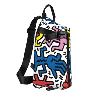 กระเป๋าเป้สะพายหลัง กระเป๋าสะพายไหล่ กระเป๋าคาดอก พิมพ์ลาย Keith Haring สําหรับผู้ชาย และผู้หญิง เหมาะกับการพกพาเดินทาง เข้ายิม ขี่จักรยาน