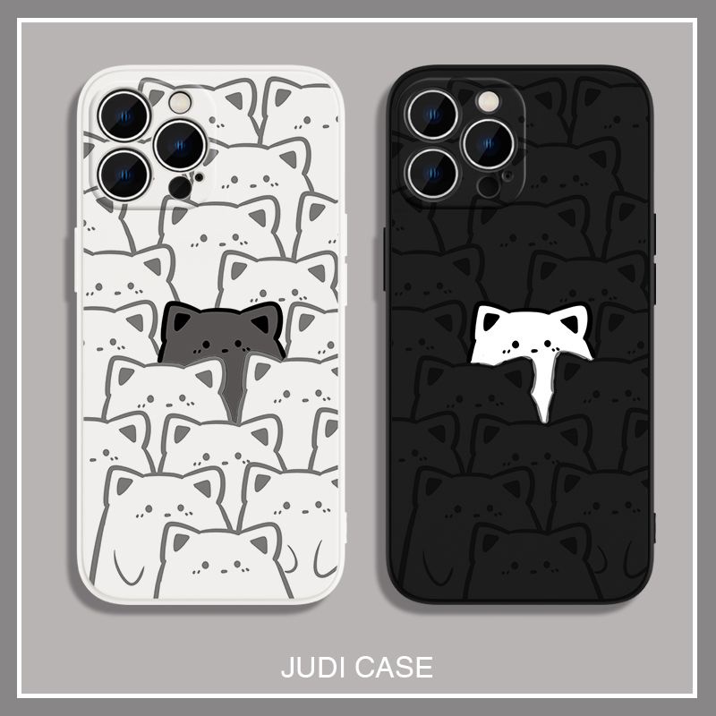 เคสโทรศัพท์มือถือ ป้องกันเต็มจอ ลายแมว สําหรับ iPhone 14 13 12 11 Pro Max 5 5S SE 2016