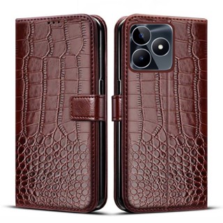 เคสโทรศัพท์หนัง PU ลายหนังจระเข้ แบบฝาพับ สําหรับ Realme C53 C 53