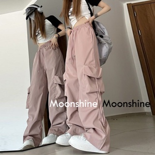 Moon กางเกงขายาว คาร์โก้ กางเกง เชือกอเมริกันคลาสิค Cargo pants 2023 NEW 072626