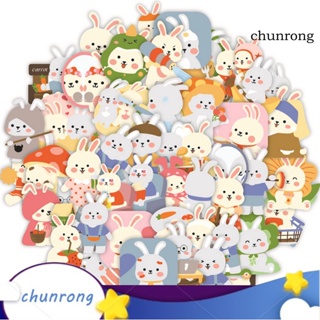 Chunrong สติกเกอร์ ลายการ์ตูนกระต่ายน้อยน่ารัก มีกาวในตัว กันน้ํา ลอกออกได้ สําหรับติดตกแต่ง 50 ชิ้น ต่อชุด