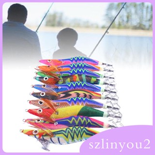 [szlinyou2] ตะขอจิ๊กปลาหมึกประดิษฐ์ เรืองแสง ทนทาน 10 ชิ้น