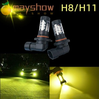 Mayshow หลอดไฟตัดหมอก H8 H11 80W 3000K COB LED สําหรับรถยนต์ 2 ชิ้น ต่อชุด