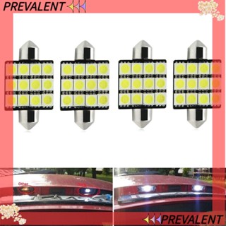 Preva หลอดไฟอ่านหนังสือ LED COB 5630 12SMD 39 มม. สีขาว สําหรับติดตกแต่งภายในรถยนต์ 4 ชิ้น