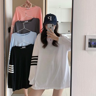 🌵Grace_chili🌵เสื้อยืดแขนยาวผู้หญิง oversize  เสื้อผ้าแฟชั่นวัยรุ่น สีพื้น 2446