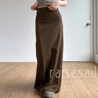 Rs- กระโปรงยาว เอวสูง ทรงดินสอ สีพื้น สไตล์เรโทร สําหรับผู้หญิง
