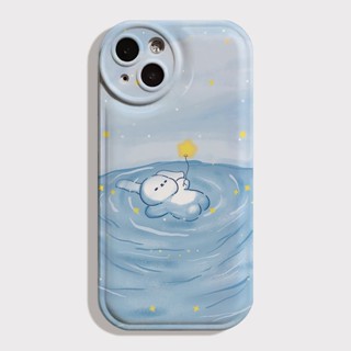 เคสโทรศัพท์มือถือแบบนิ่ม กันกระแทก ลายกระต่ายทะเลสาบน่ารัก สีฟ้า สําหรับ กันกระแทก เคสไอโฟน IPhone 11 13 14 Pro Max 13 Mini 12 Pro Max 6s 7 8 Plus X Xr Xs Se2020 Case