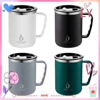 Ly แก้วกาแฟสเตนเลส แบบพกพา พร้อมหูจับ และฝาปิด สําหรับเดินทาง
