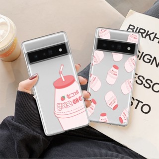 เคสโทรศัพท์มือถือแบบนิ่ม TPU ใส กันกระแทก ลายการ์ตูนเครื่องดื่ม สําหรับ Google Pixel 8 Pro 7 6 5a 4A 5G 3a 3 2 XL