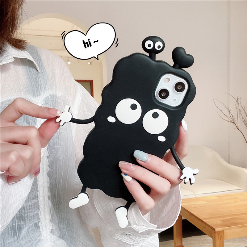 เคสโทรศัพท์มือถือ ซิลิโคน ลายการ์ตูนน่ารัก 3D สีดํา สําหรับ Vivo Y02S Y51 2020 Y71T X90 X80 V20 SE V20 Pro V19 V17 Neo V21E 4G 5G V21 V21S V15 Pro