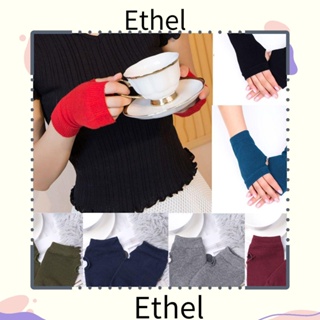 Ethel1 ถุงมือผ้าขนสัตว์ถัก แบบครึ่งนิ้ว ให้ความอบอุ่น แฟชั่นฤดูใบไม้ร่วง และฤดูหนาว สําหรับผู้หญิง