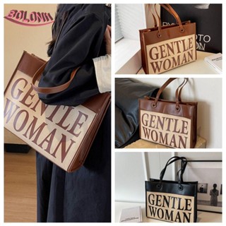 Bo Gentlewoman กระเป๋าผ้าแคนวาส, กระเป๋าโท้ท หนัง Pu, กระเป๋าสะพายไหล่ แบบพกพา พิมพ์ลาย กระเป๋าถือ กระเป๋าช้อปปิ้ง เด็กผู้หญิง